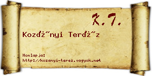 Kozányi Teréz névjegykártya
